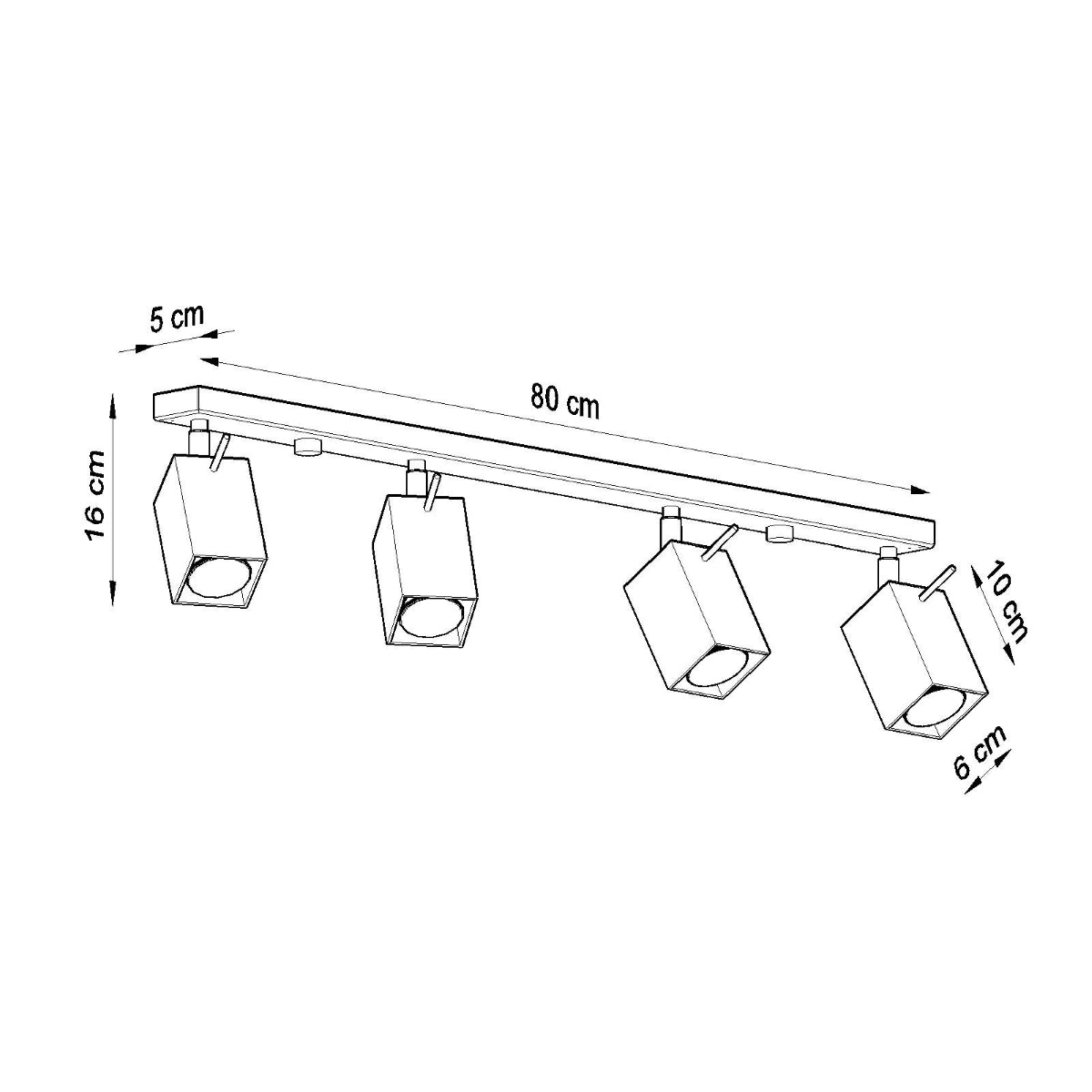 Square Directional Ceiling Light 4L Grey