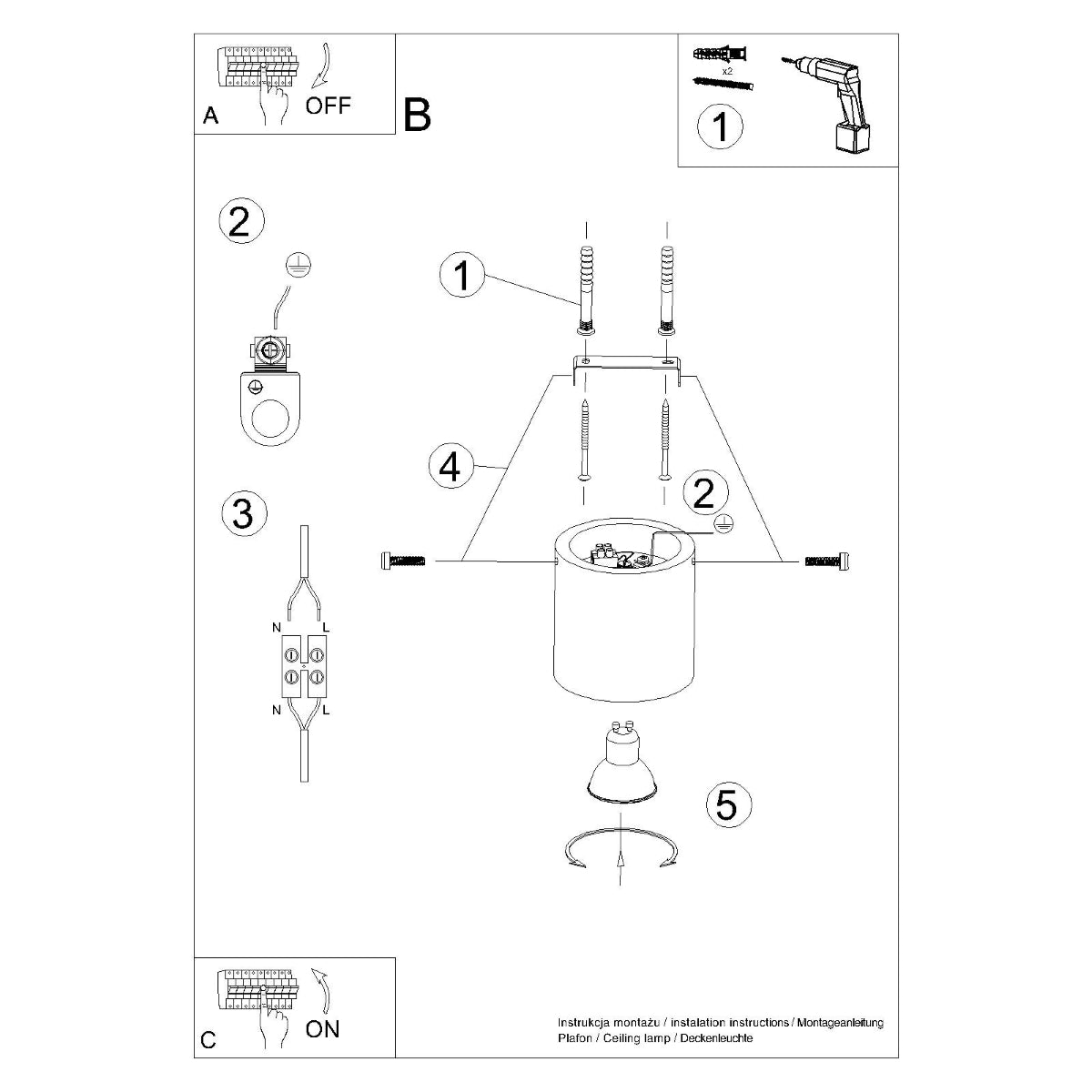 Plafonnier Cylindre LED béton