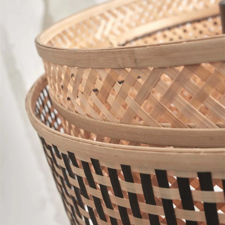 Lampe à Poser Bhutan Bambou Noir et Naturel 45cm