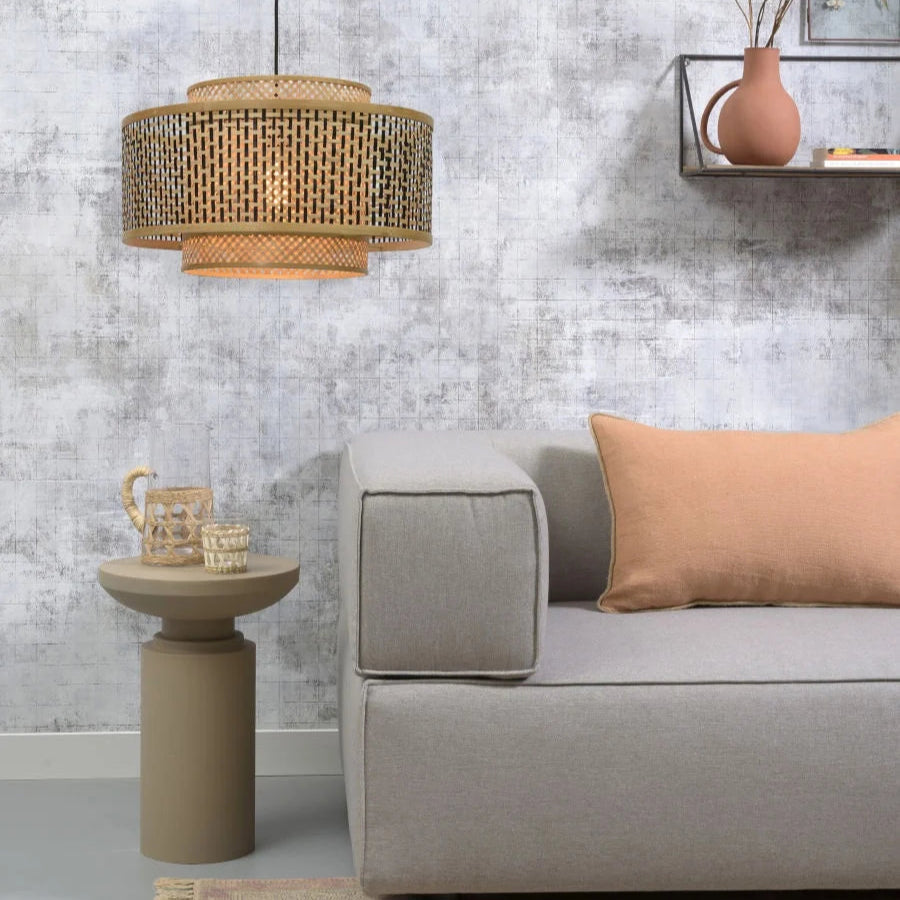 Suspension Bhutan Bambou Noir et Naturel Ø50cm