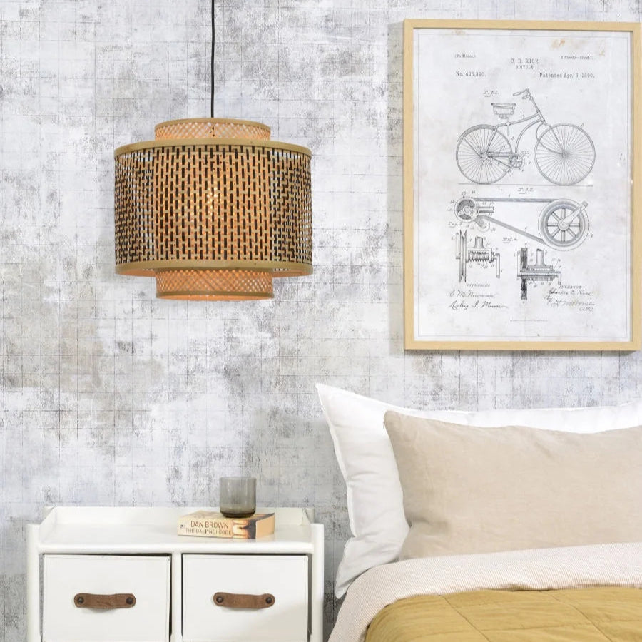Suspension Bhutan Bambou Noir et Naturel Ø40cm