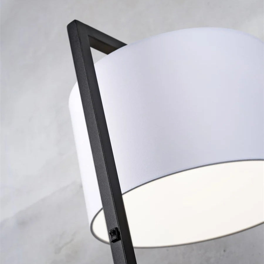 Lampadaire Boston Noir avec Abat-Jour Lin Clair 32x20cm