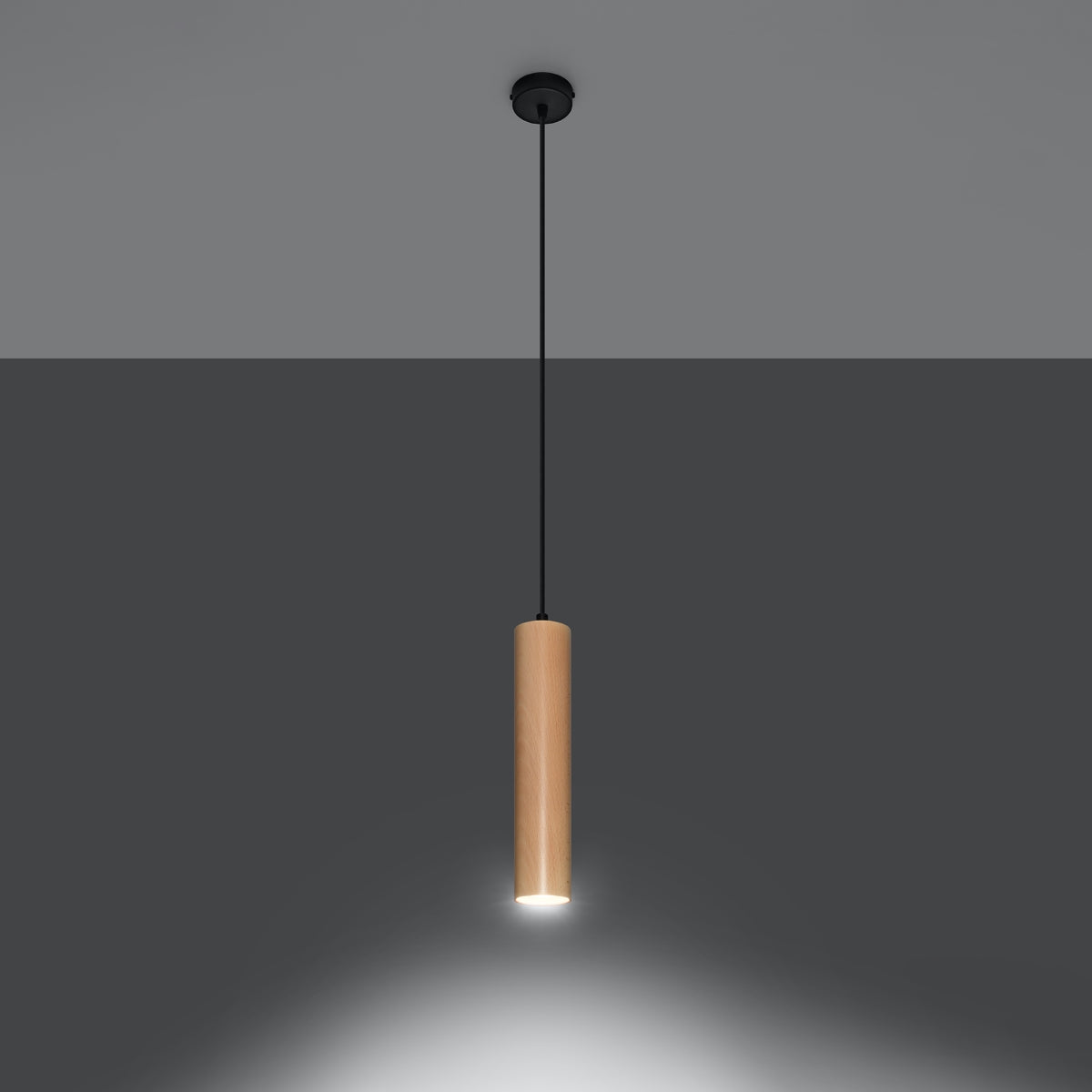 Circular Wood Hanging Lamp