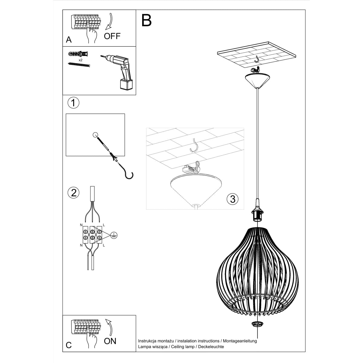 Lampe suspendue APRILLA bois