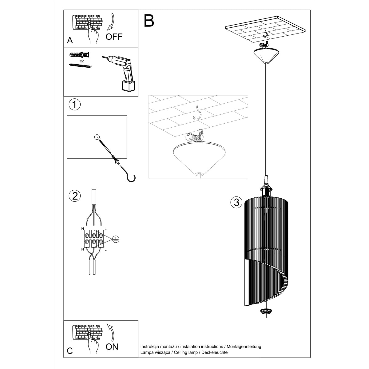 Lampe pendante ALEXIA en bois