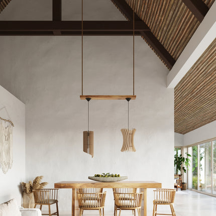 Wooden Colimaçon pendant lamp