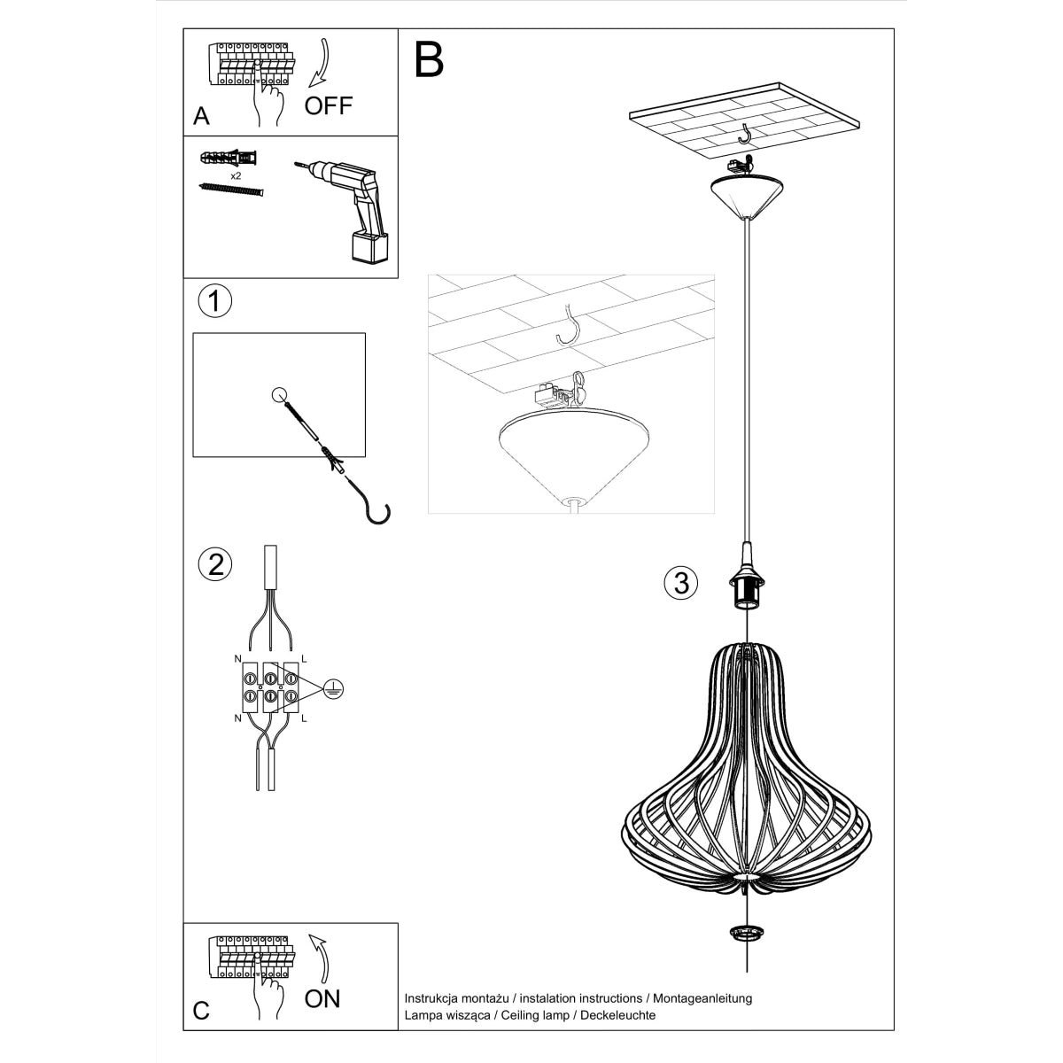 Lampe pendante ELZA bois