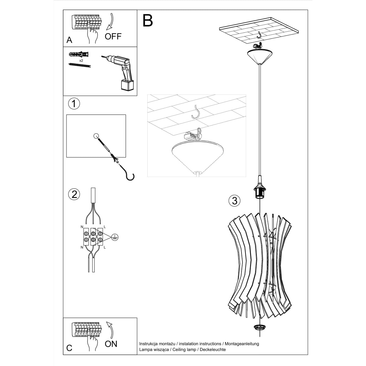 Lampe pendante ORIANA en bois