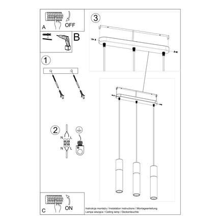 Column 3L black hanging lamp