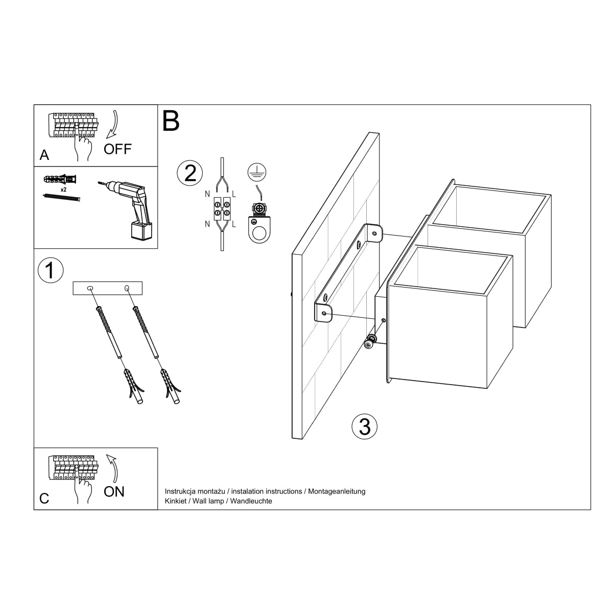 Cube LED-Wandleuchte 2 grau