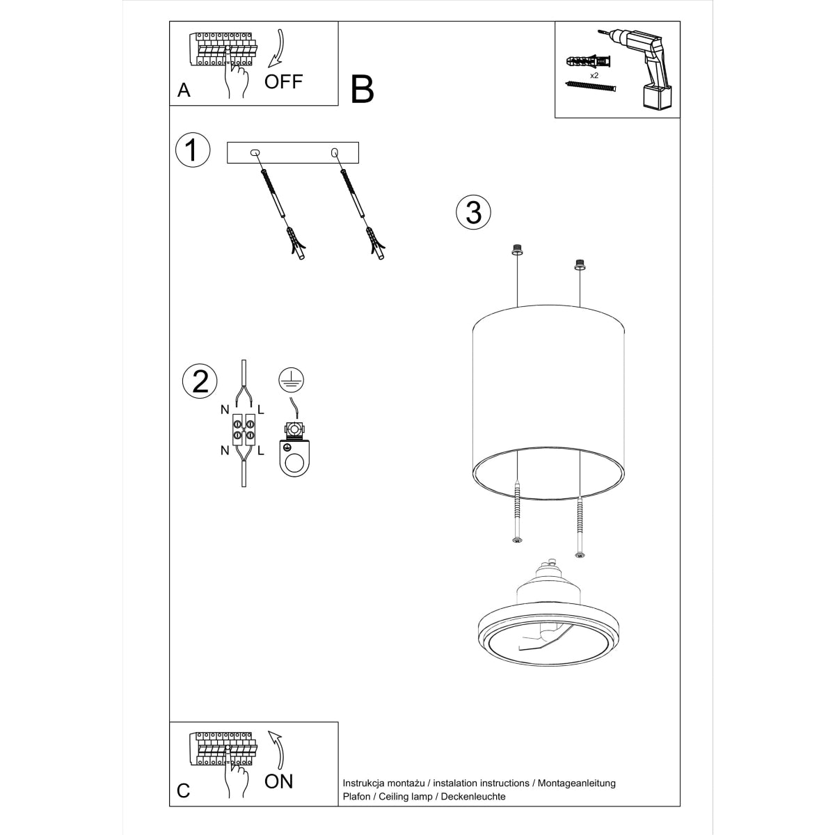 Black Circular Sobre Ceiling Light