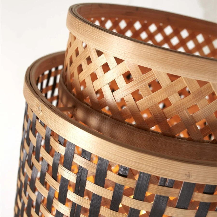 Lampe à Poser Bhutan Bambou Noir et Naturel 45cm