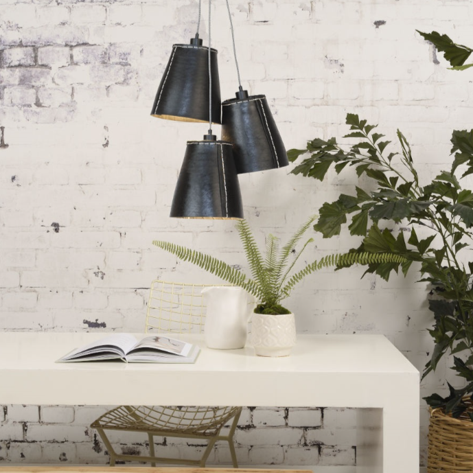 Suspension Amazon Trois Abat-Jours Noir – Taille L