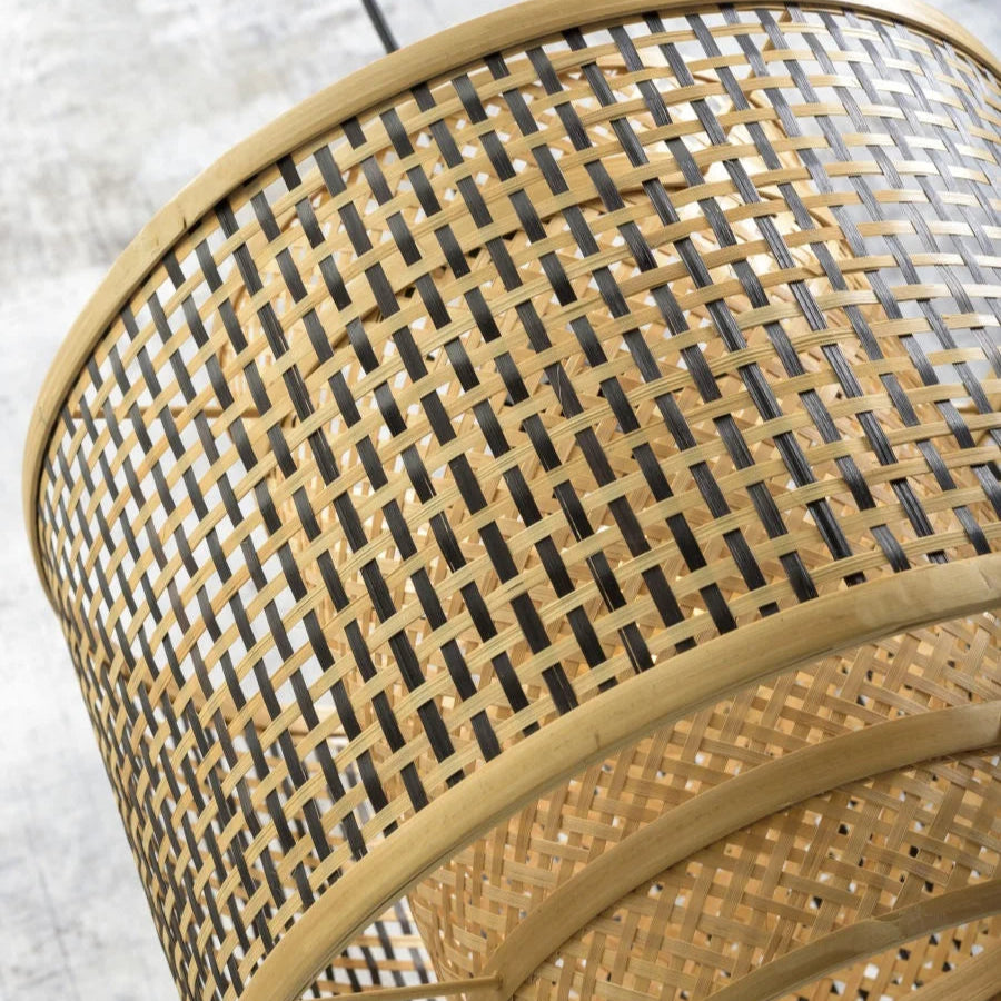Suspension Bhutan Bambou Noir et Naturel Ø40cm