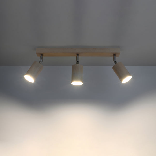 Minimalistische Deckenleuchte aus Naturholz 3