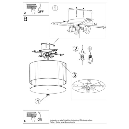 Round Fabric Chandelier 50 white