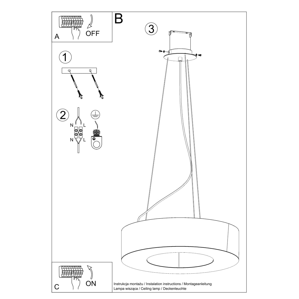 Saturn Slim 70 black chandelier