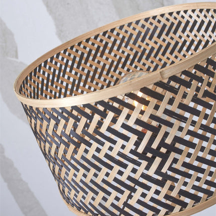 Lampadaire Java Droit Bambou Naturel et Noir 128 cm