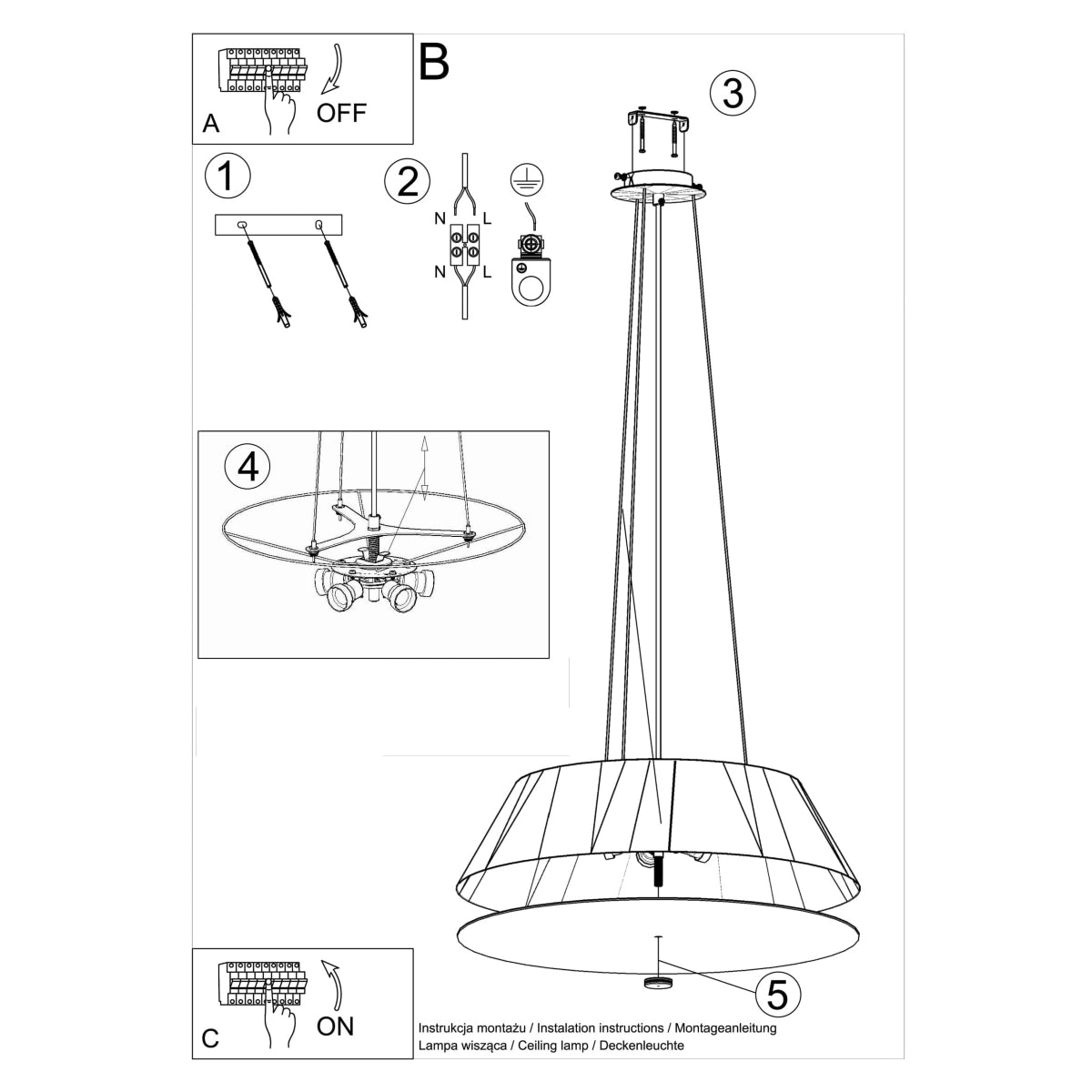 Chandelier Trapeze 70 white