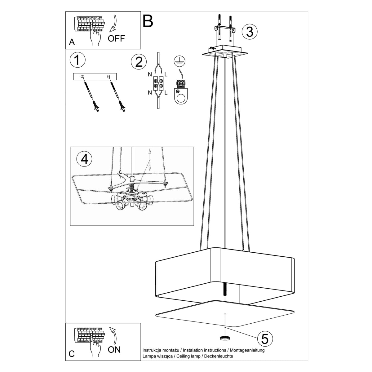 Full Square Chandelier 55 black