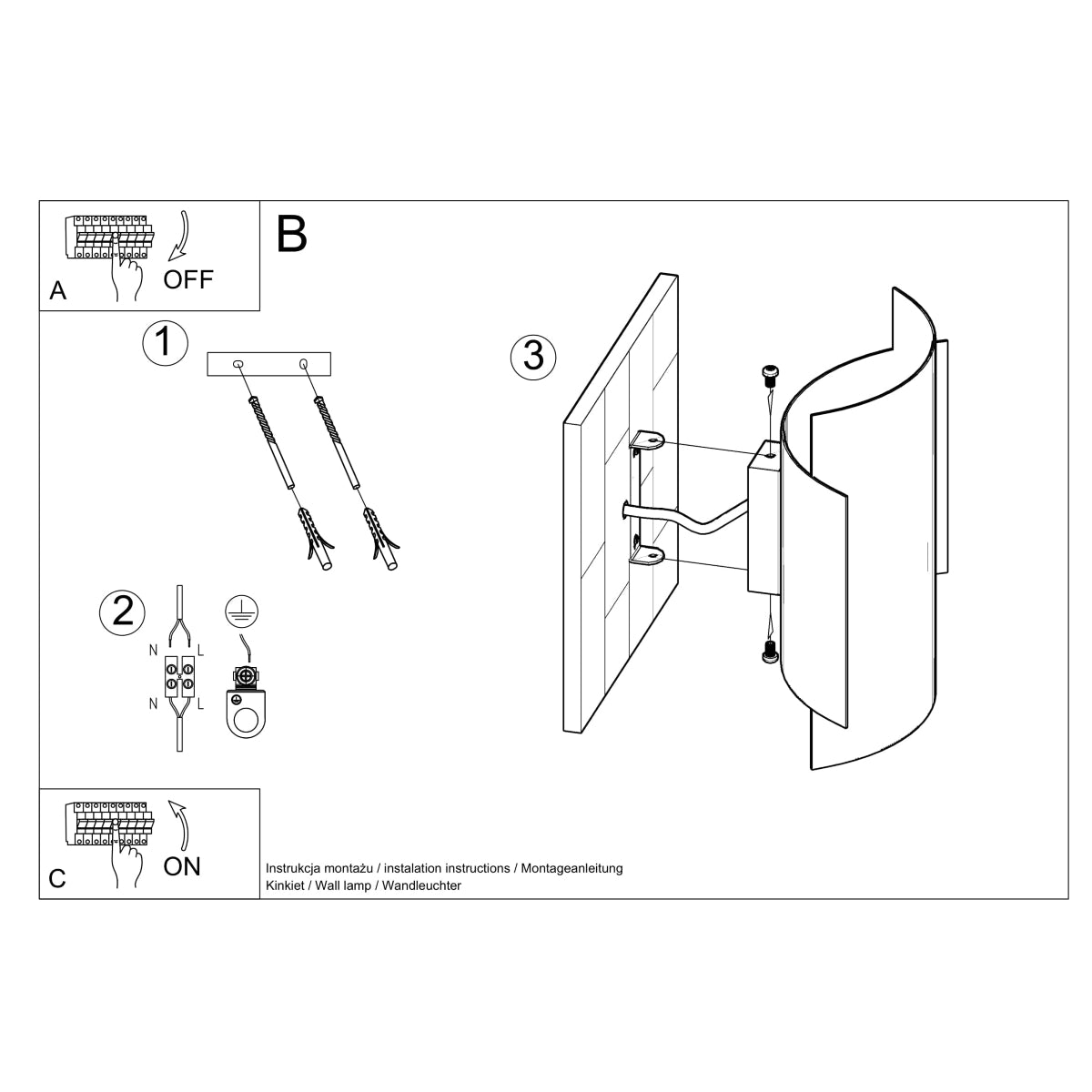 Black Double Arc Wall Light