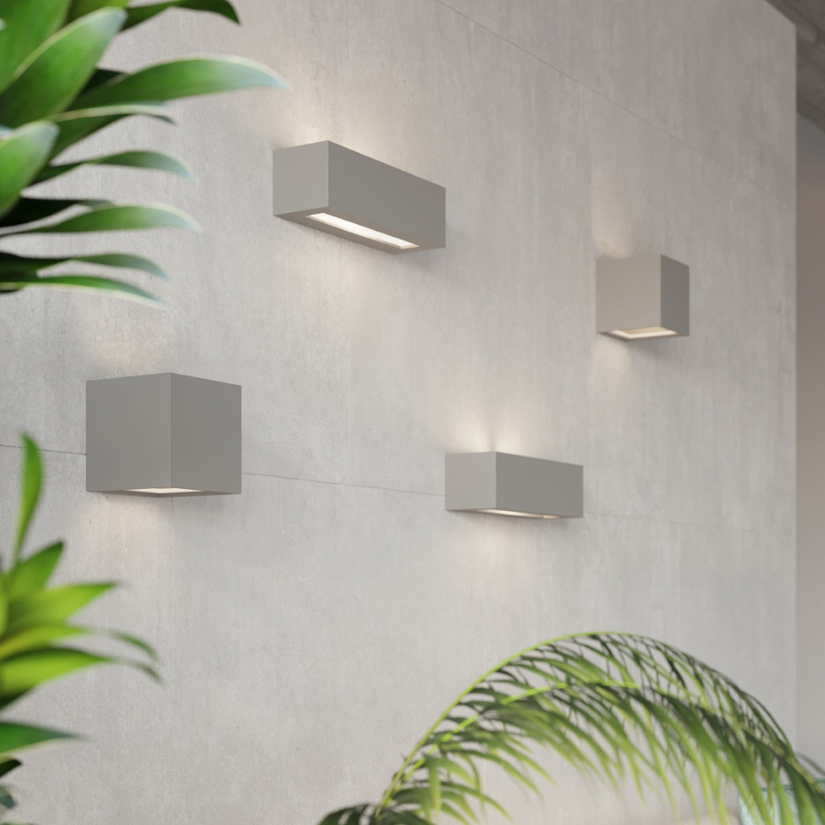 Grey Ceramic Cube Wall Lamp