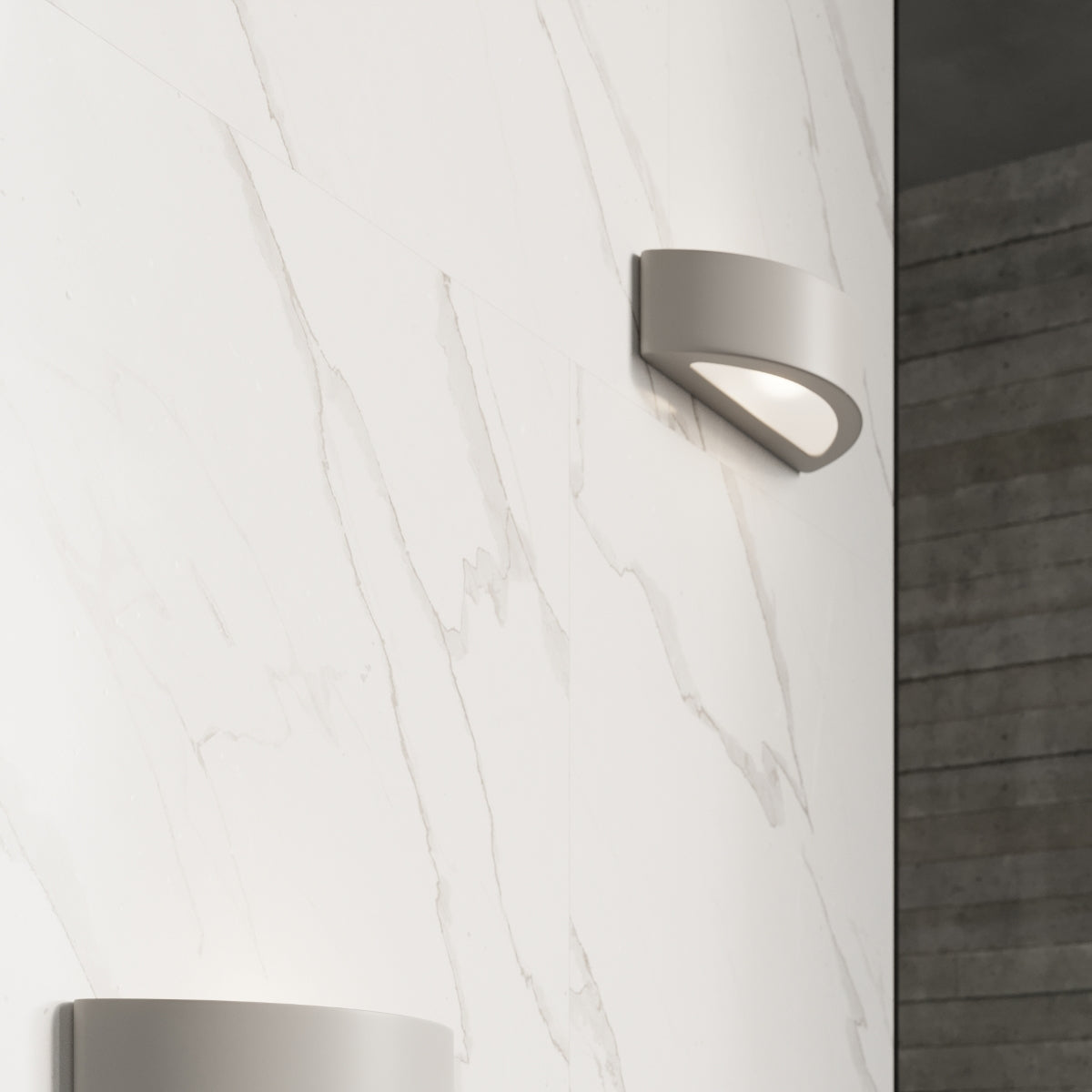 Grey Ceramic Wall Light Croissant