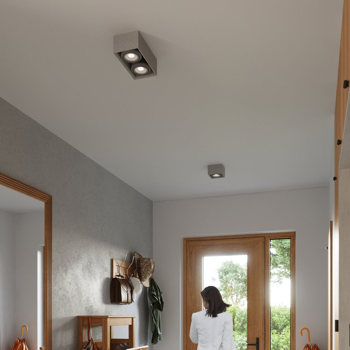 Modern Square Ceiling Light 1 Concrete