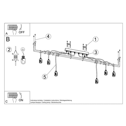 Lustre Entrelacs 6 noir