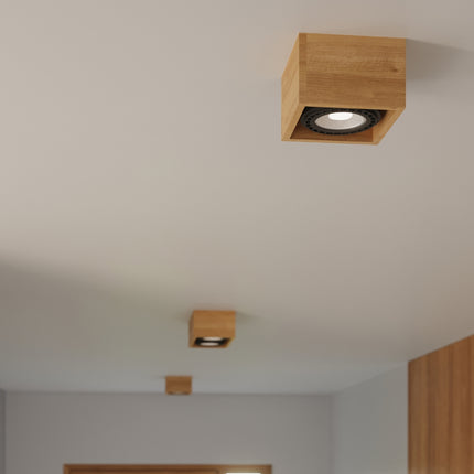Moderne quadratische Deckenleuchte 1 Naturholz