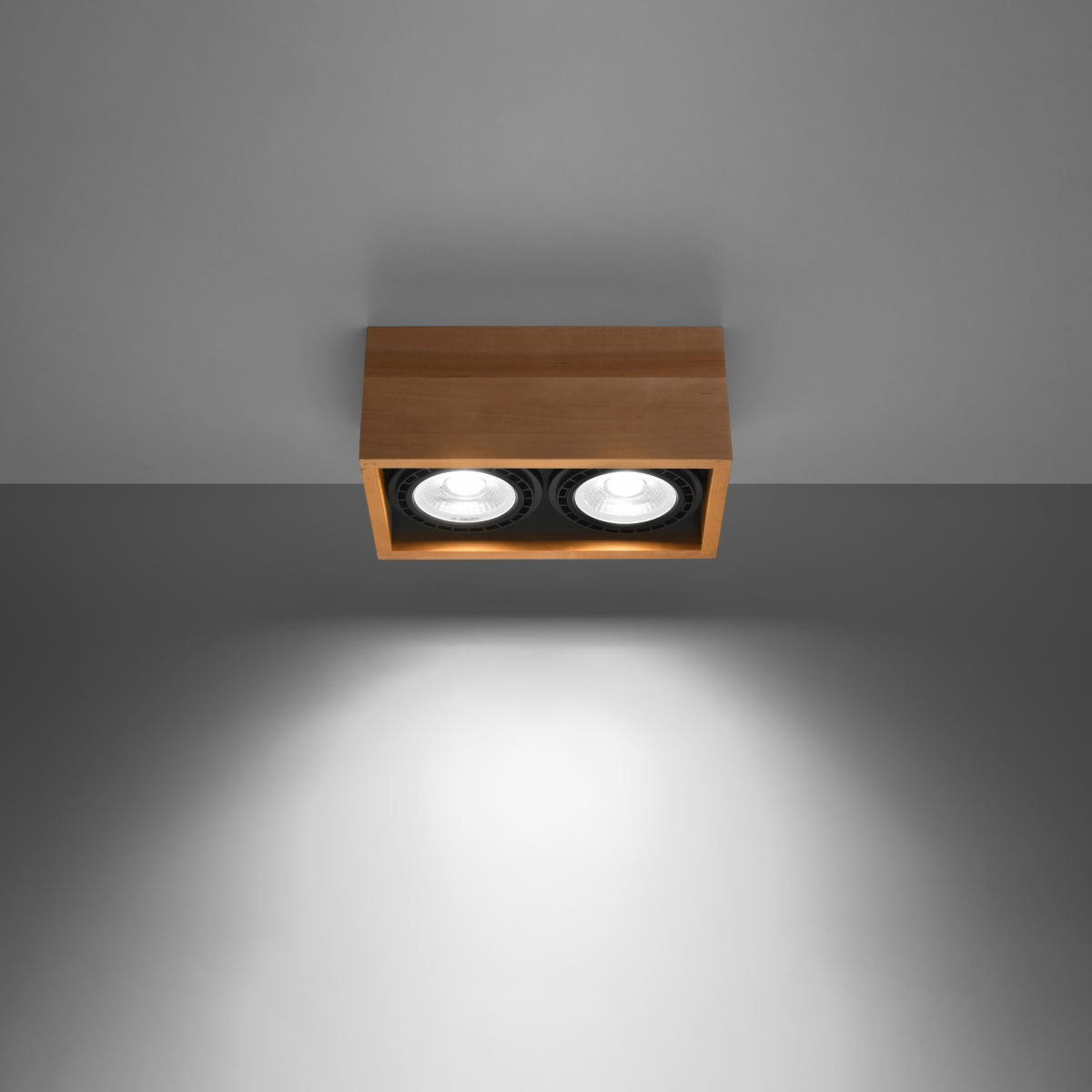 Modern Square Ceiling Light 2 Natural Wood