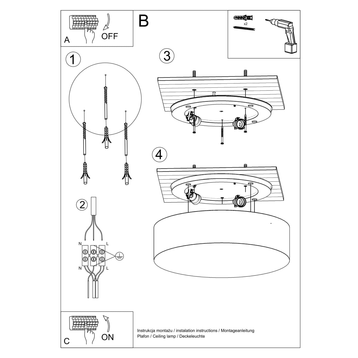 Arena 55 black ceiling light