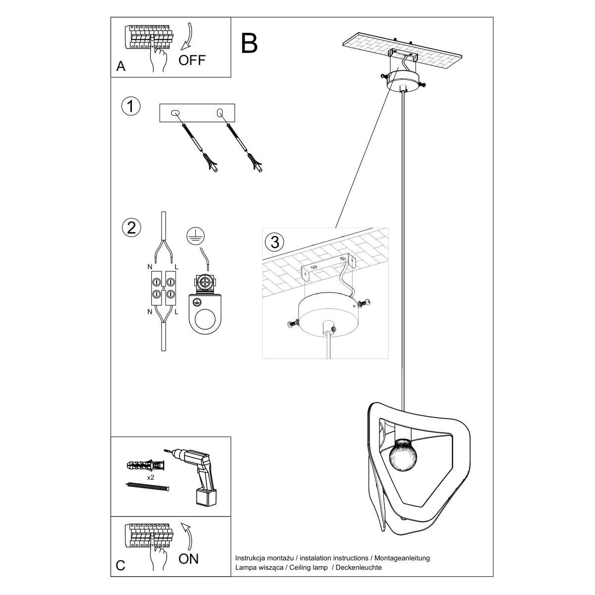 Lampe pendante TRES blanc