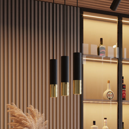 Pendelleuchte Duo Metallic 3L schwarz/gold