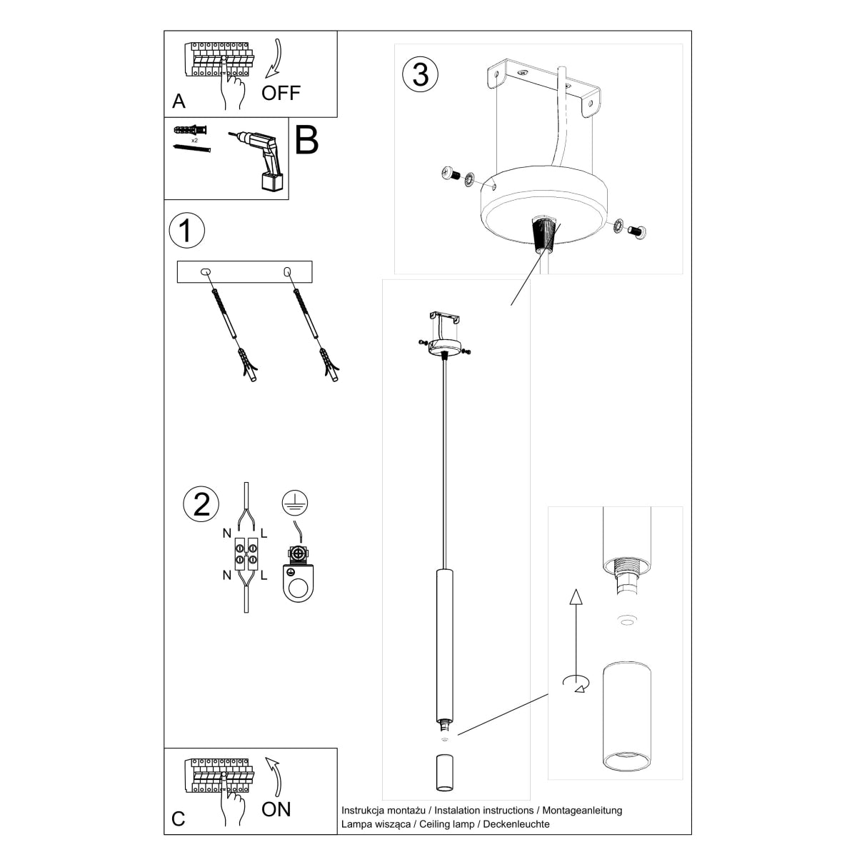 Clear Line 1 schwarze Pendelleuchte