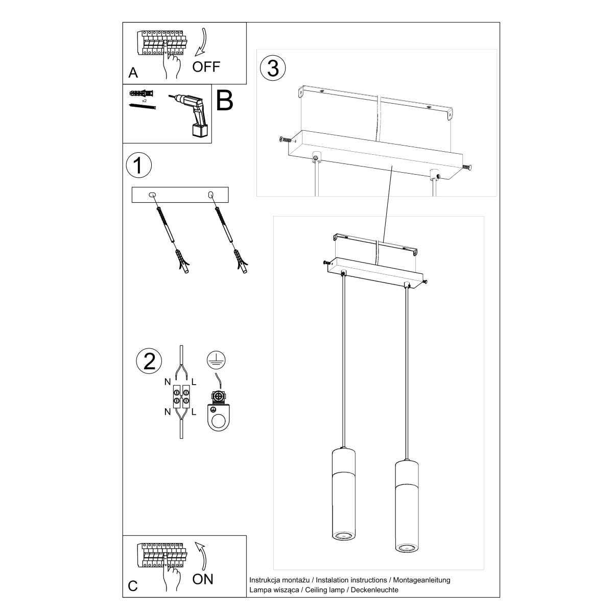 Suspension Fusion Minimaliste 2 gris