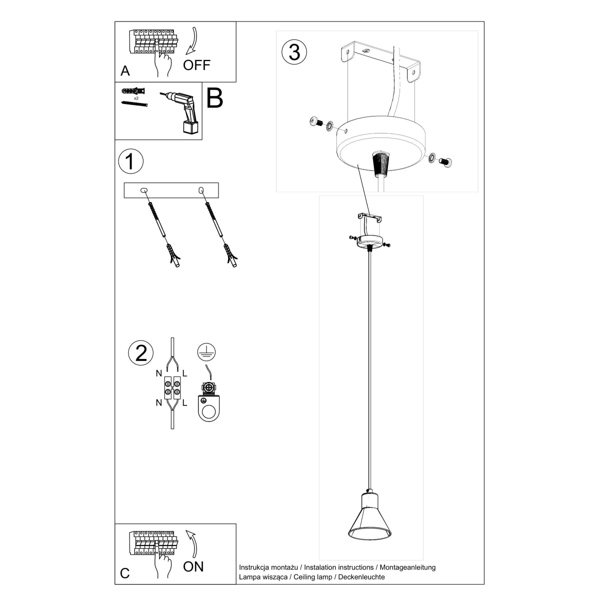 Lampe pendante TALEJA 1 blanc [E27].