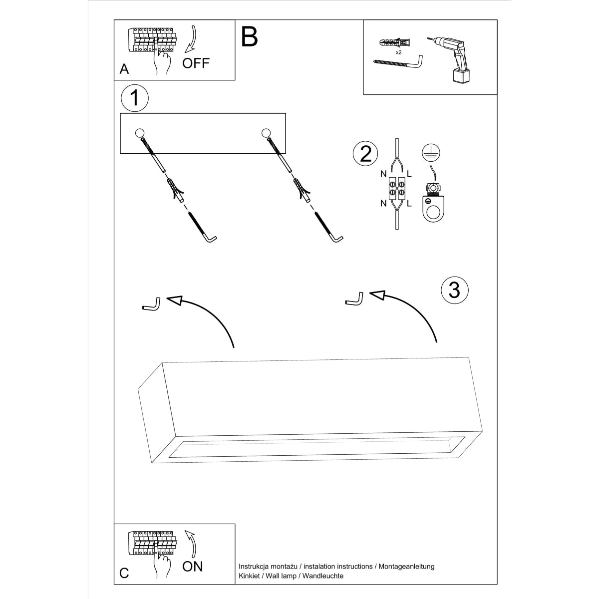 Open Rectangle Wall Light 50 concrete