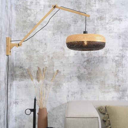 Palawan Bamboo Wall Light Black and Natural 40x15 cm L