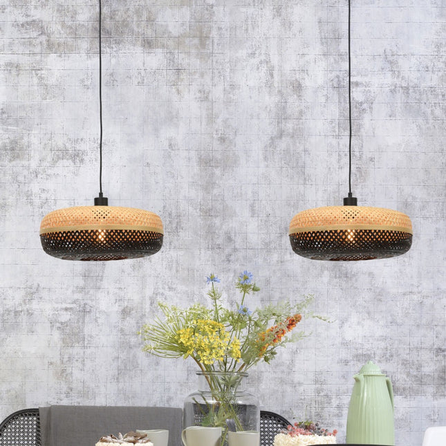 Suspension Palawan Bambou Noir et Naturel 40 cm