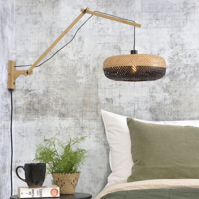 Palawan Bamboo Wall Light Black and Natural 40x15 cm L