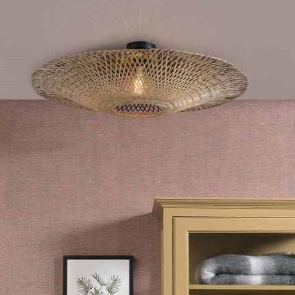 Plafonnier Kalimantan Bambou Noir et Naturel 87 cm