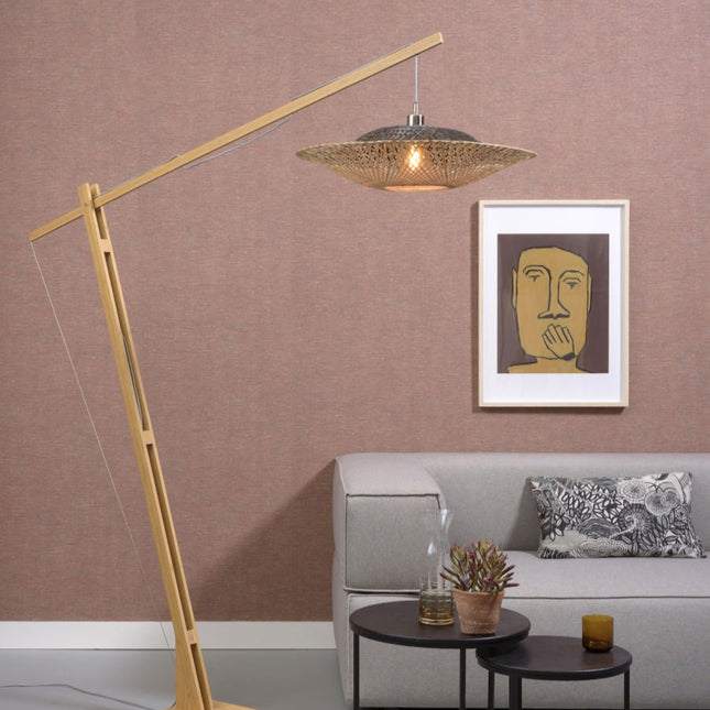 Lampadaire Kalimantan Bambou Naturel et Noir 218 cm