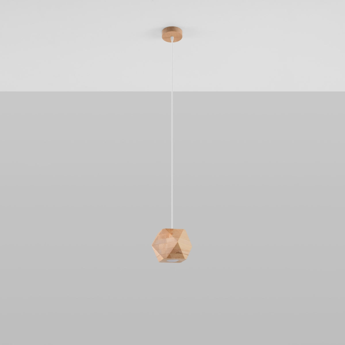 Multi-Facettes natural wood pendant lamp