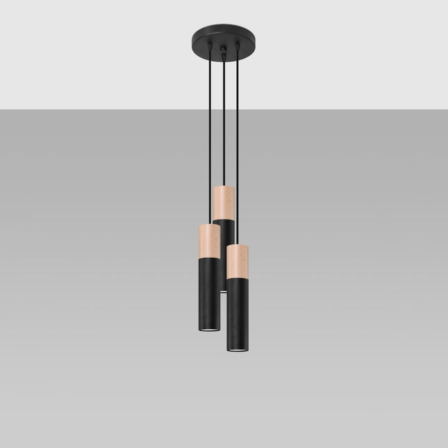 Two-tone 3P black pendant lamp