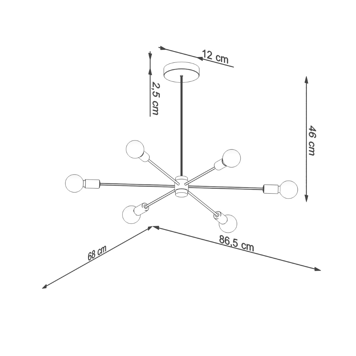 Schwarzer Kronleuchter Satellite 6