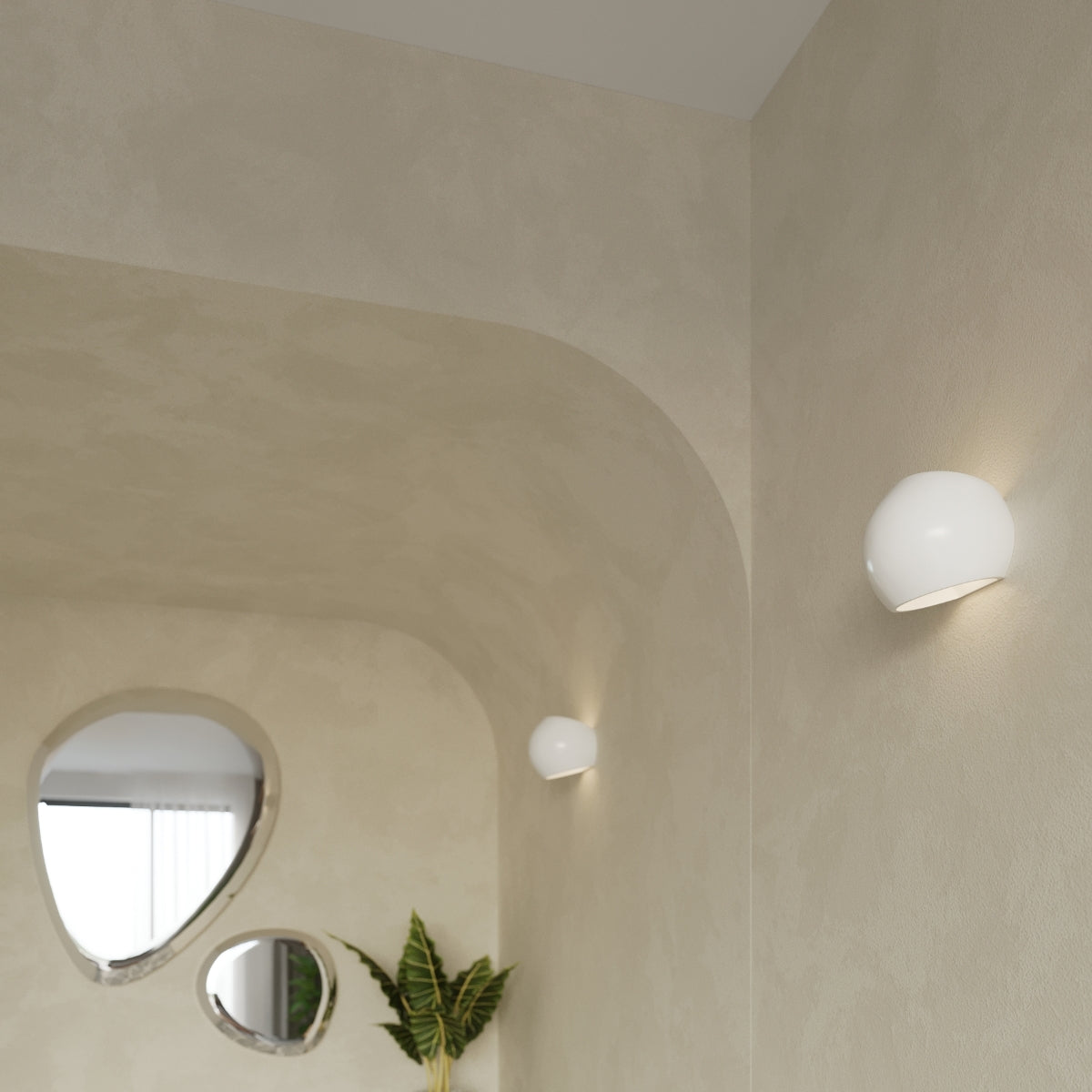 Glossy white ceramic Globe varnished wall light