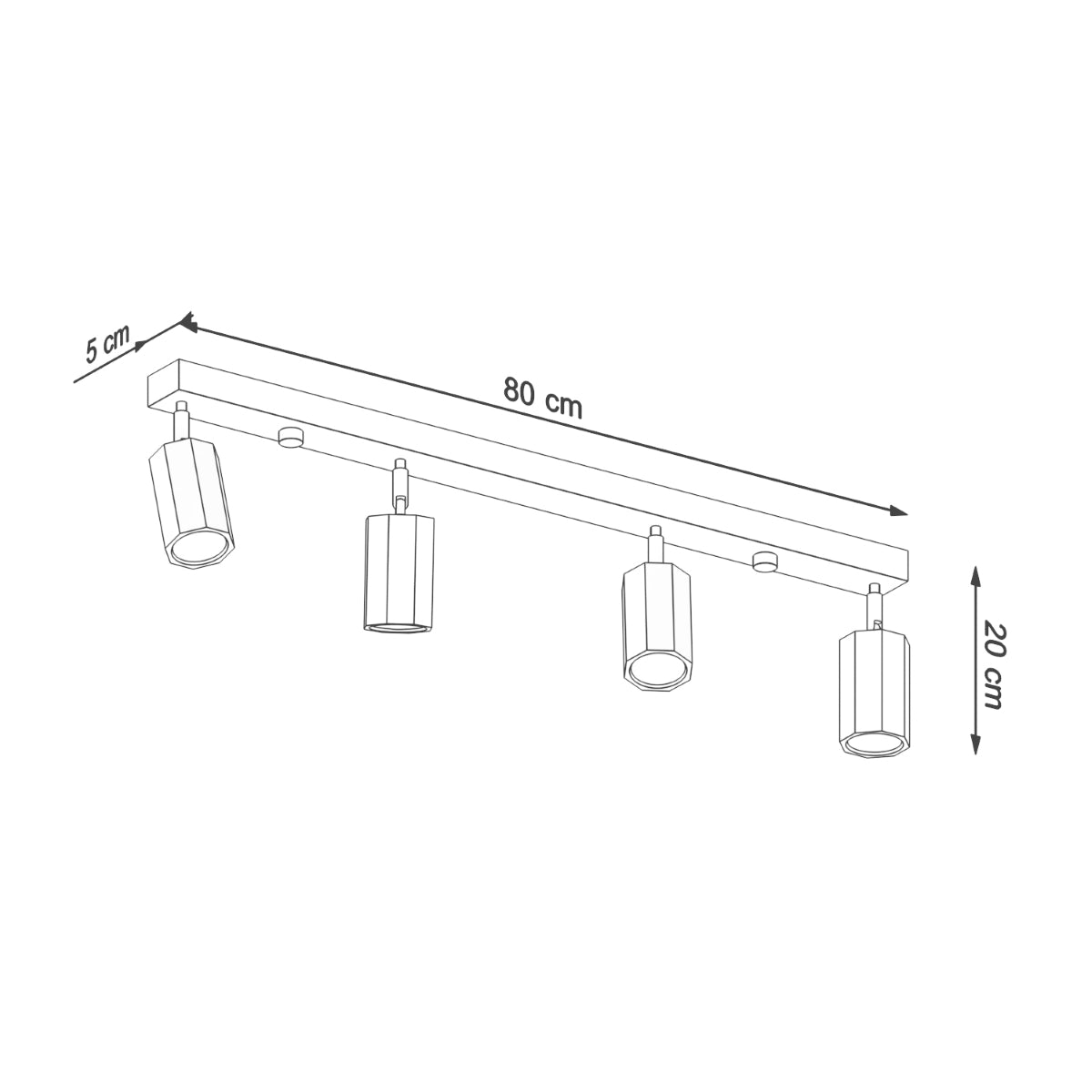 4-Light Oak Carved Wall Ceiling Light