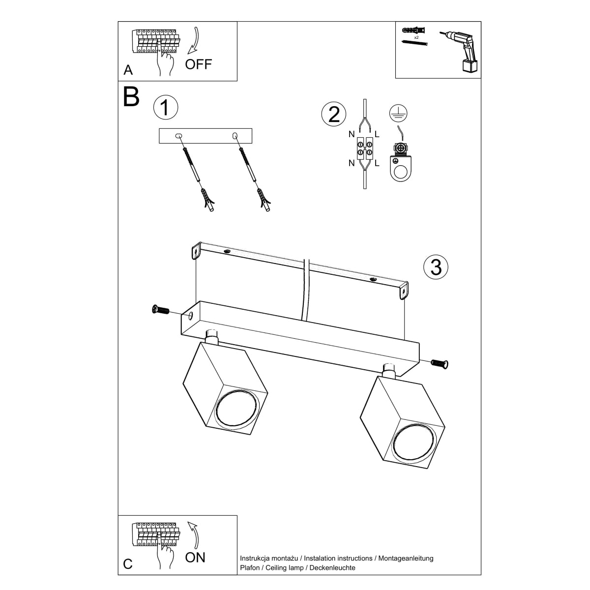 Plafonnier Facette Cubique 2 en chêne