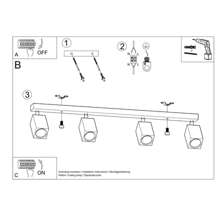 Plafonnier Facette Cubique 4 en chêne